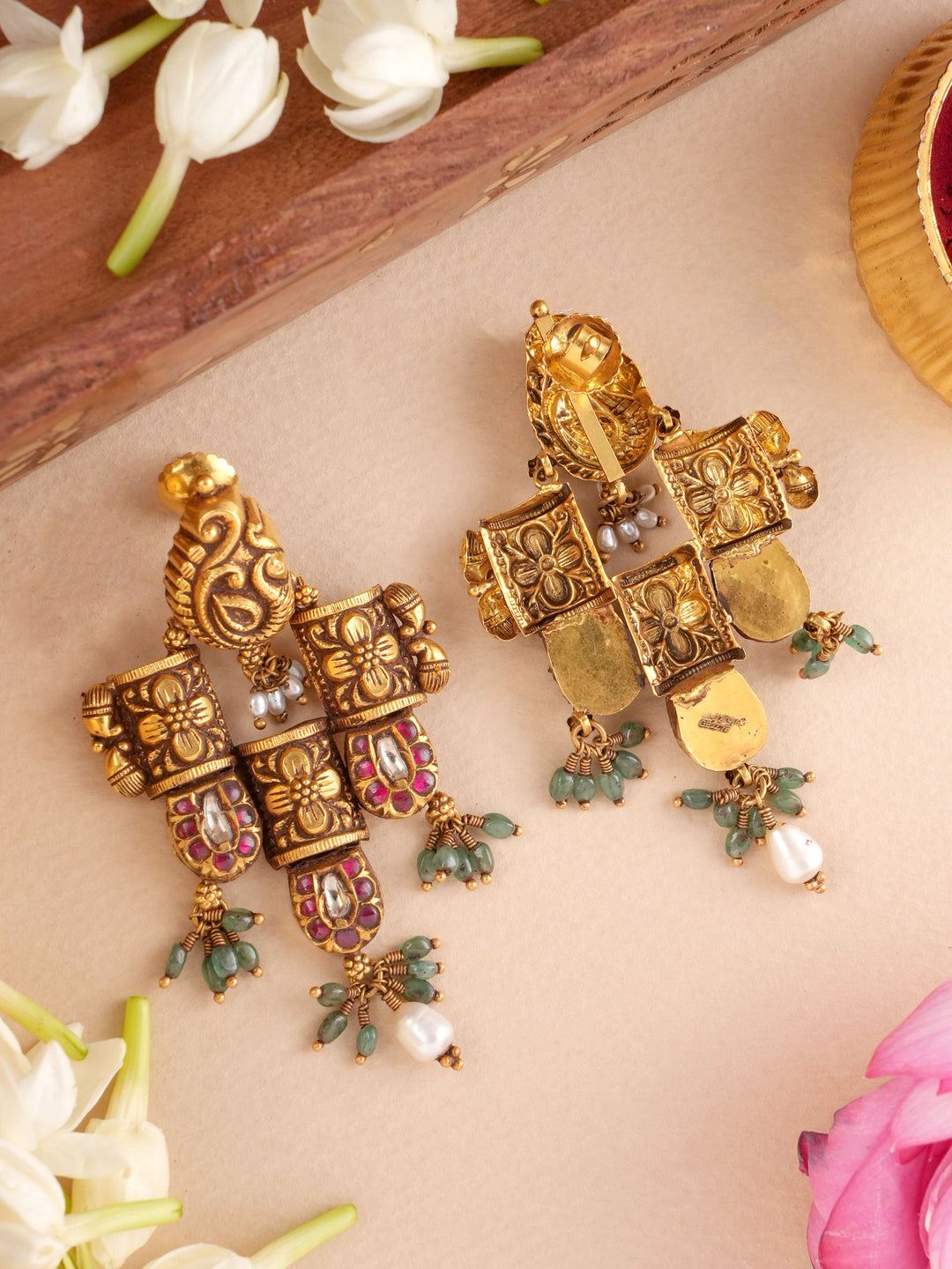 Handmade Vintage Antique Kundan Gold Earring