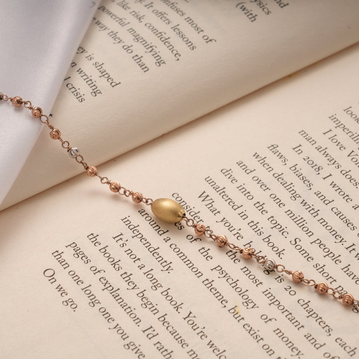 Stylish Rose Gold Beads Silver Bracelet