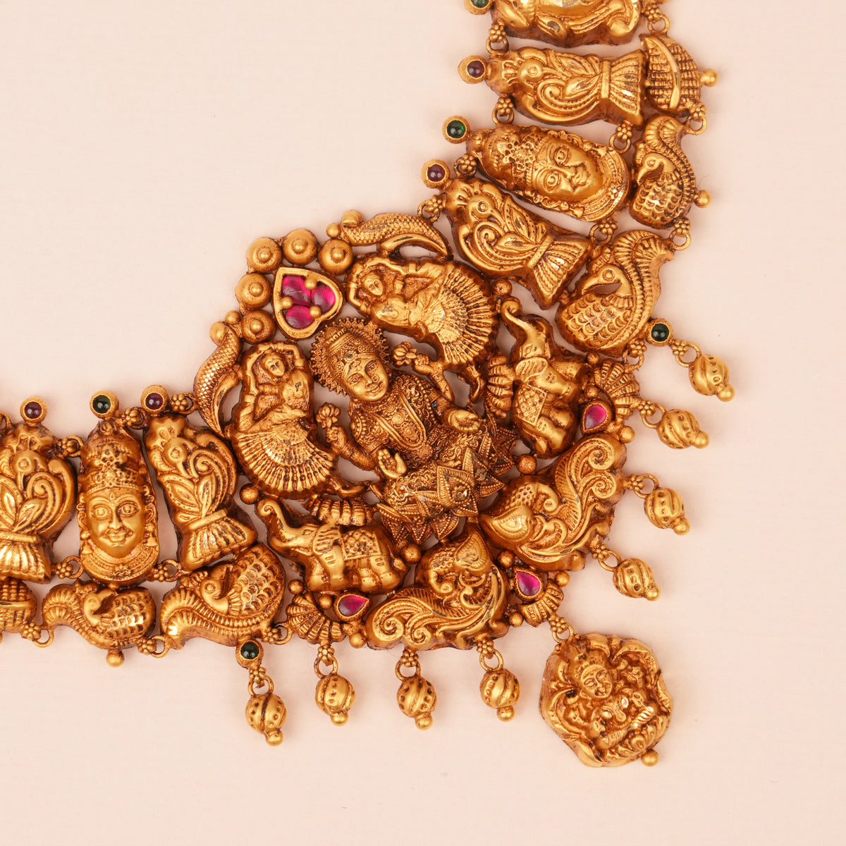 Antique Temple Gaja Lakshmi Gold Necklace