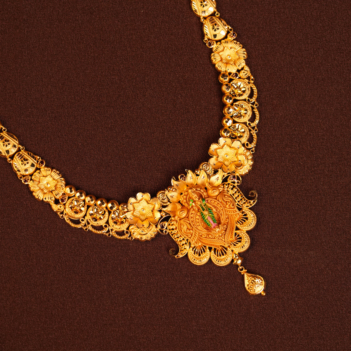 Temple Inspired Meenakshi Amman Gold Necklace
