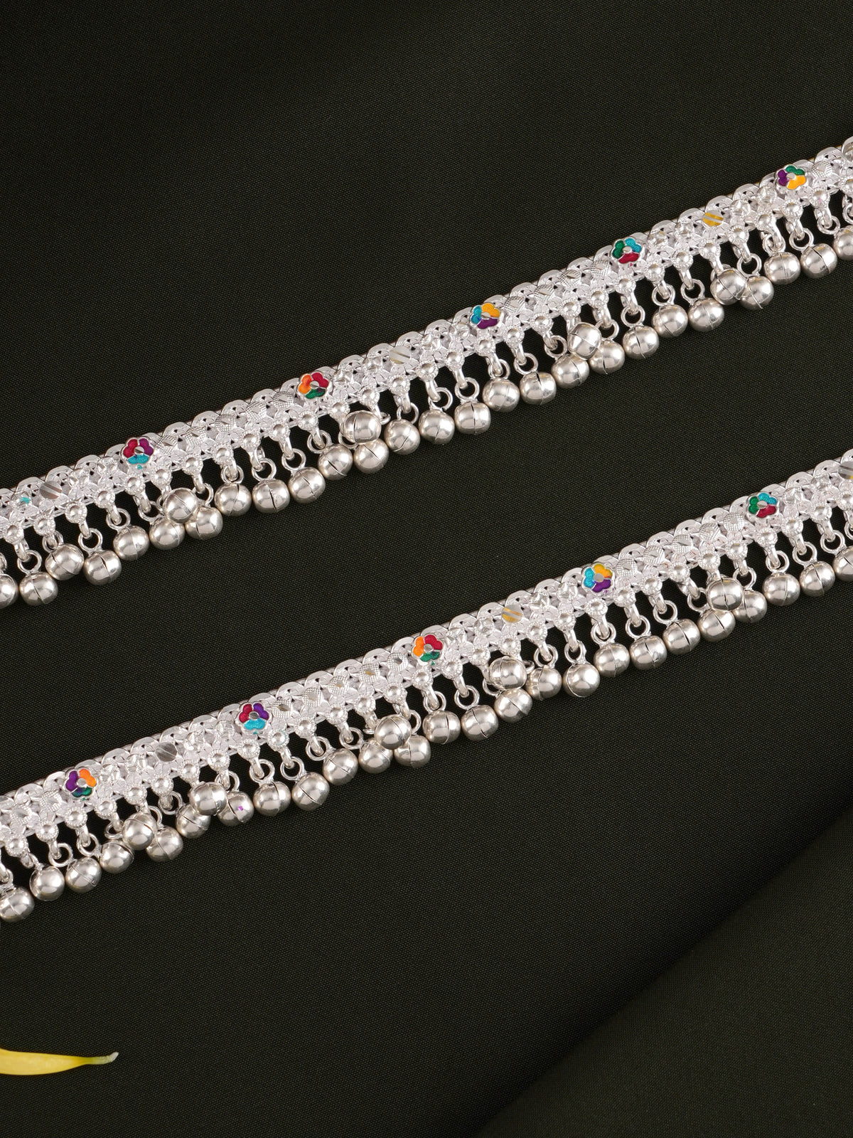 Silver Full Chalangai Single Line Anklet
