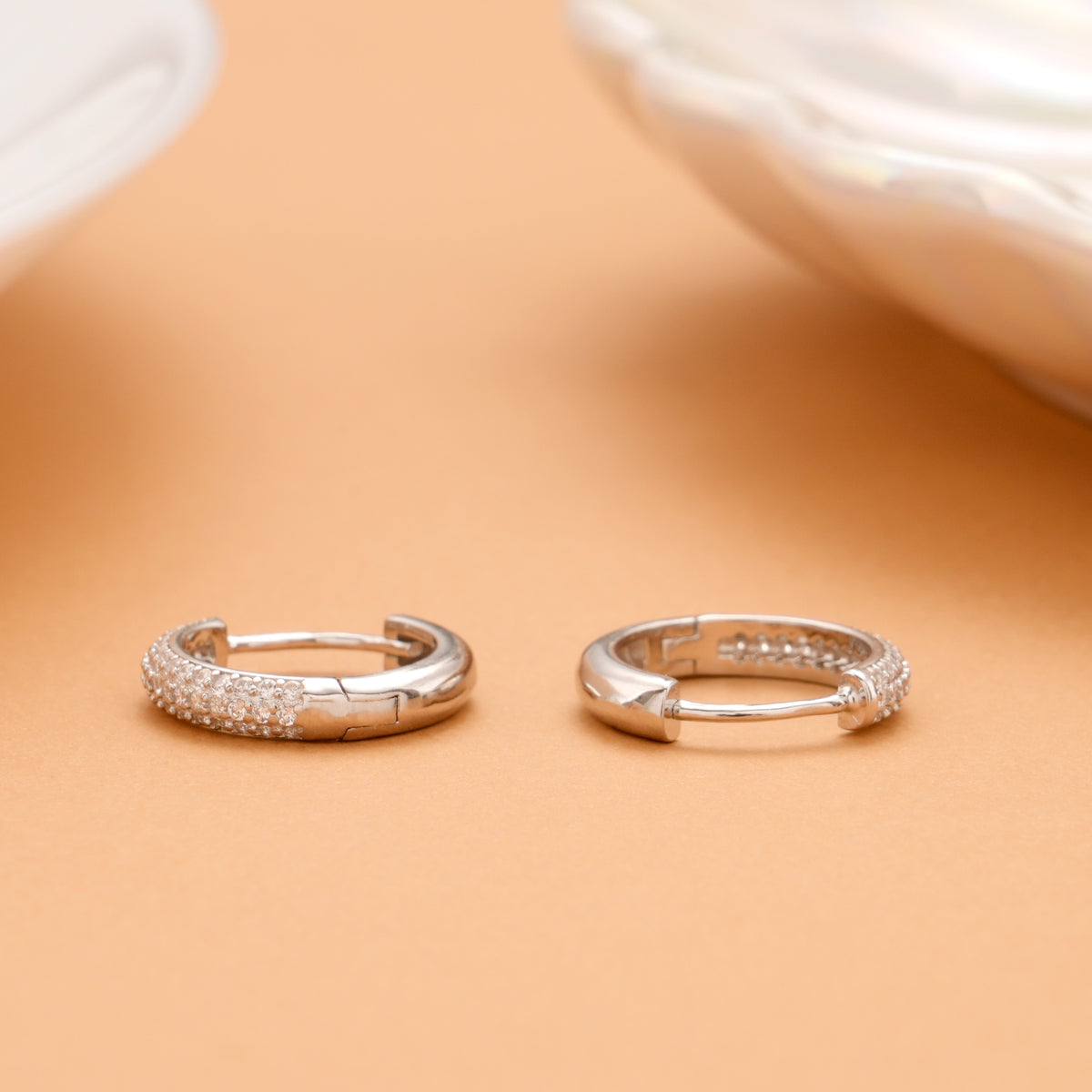 Minimal Spark Silver Hoops