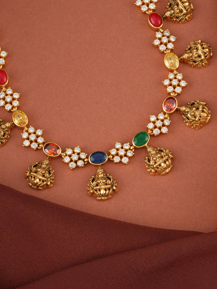 Multi Colour Stone with Lakshmi Necklace