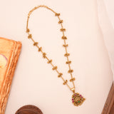 Traditional Dual Peacock Golden Pendant Necklace Set