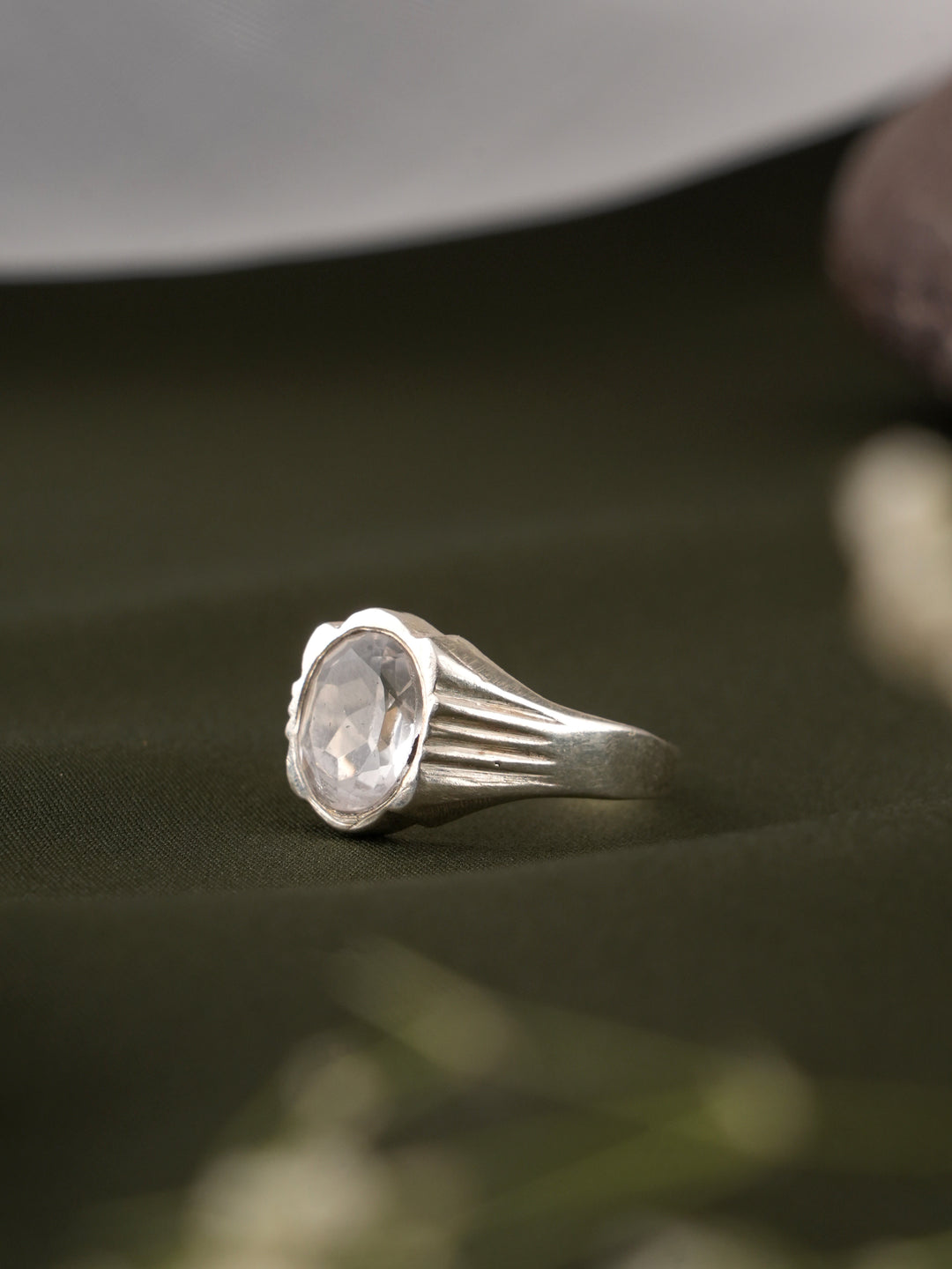 White Topaz Stone Silver Ring