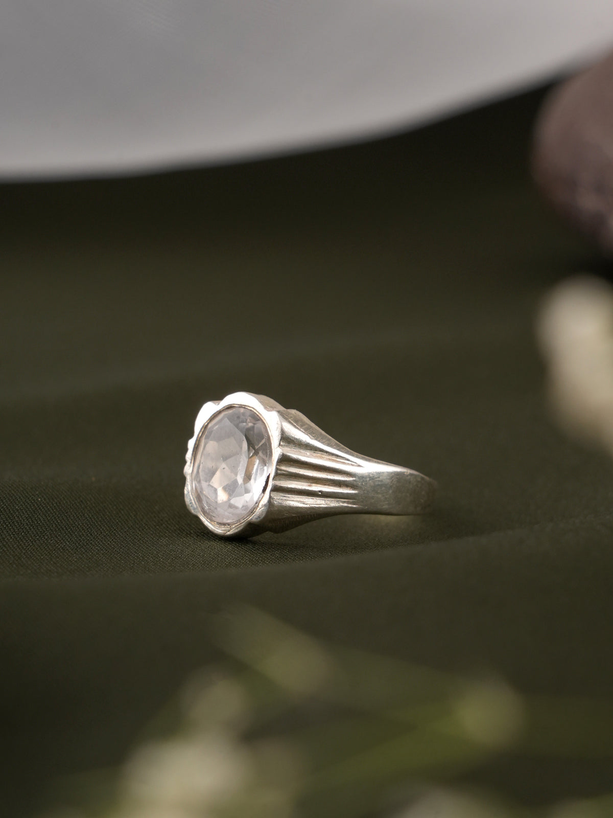 White Topaz Stone Silver Ring