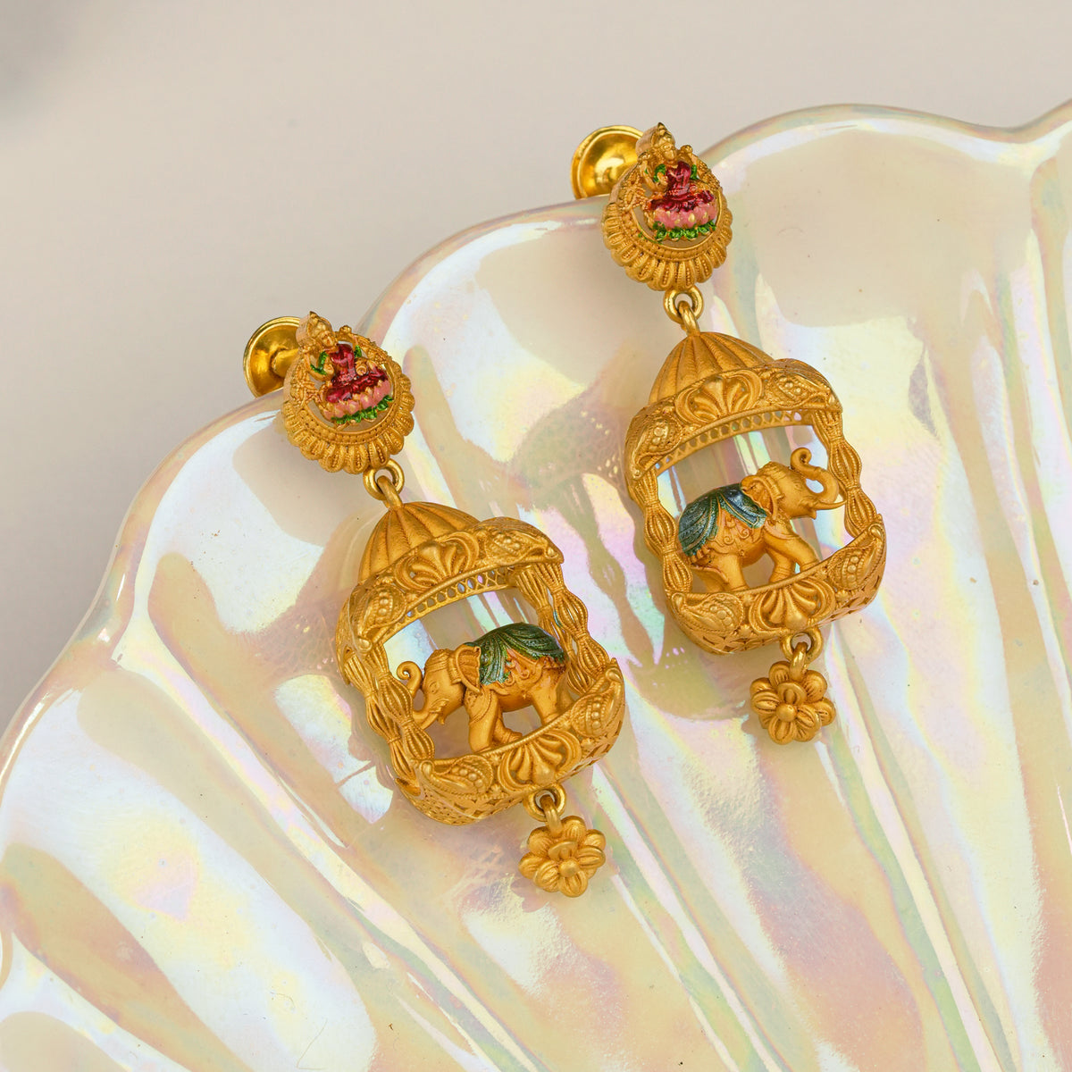 Traditional Gaja Lakshmi Gold Earring
