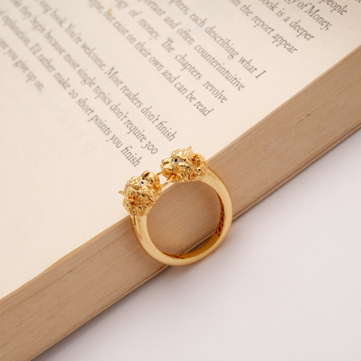Double Headed Tiger Design Golden Ring