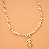 Sparkling White Stone Floral Golden Necklace