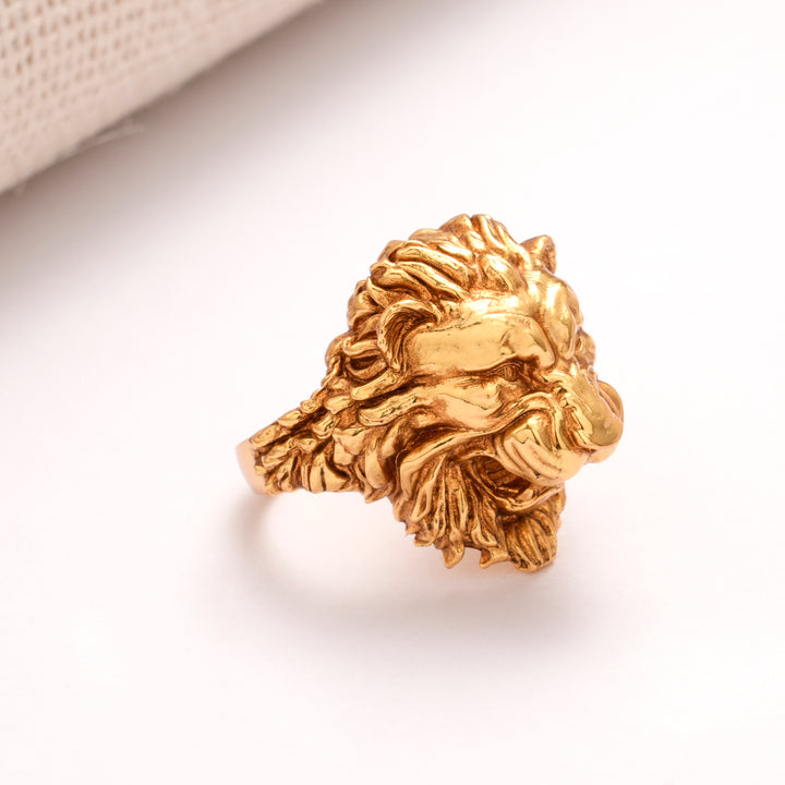 Iconic Lion Face Golden Ring for Men