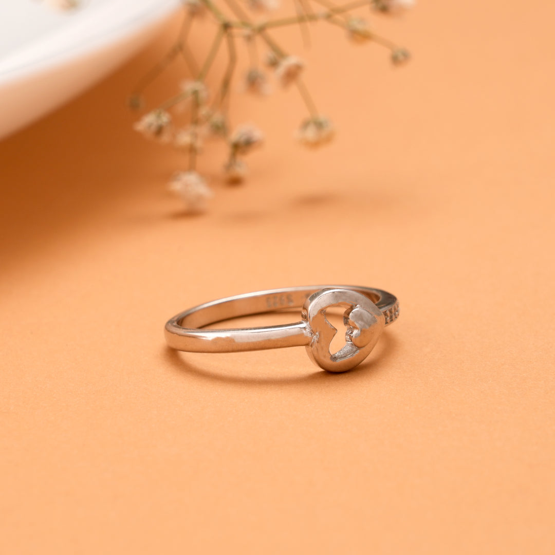 Lovely Dual Heart Silver Ring