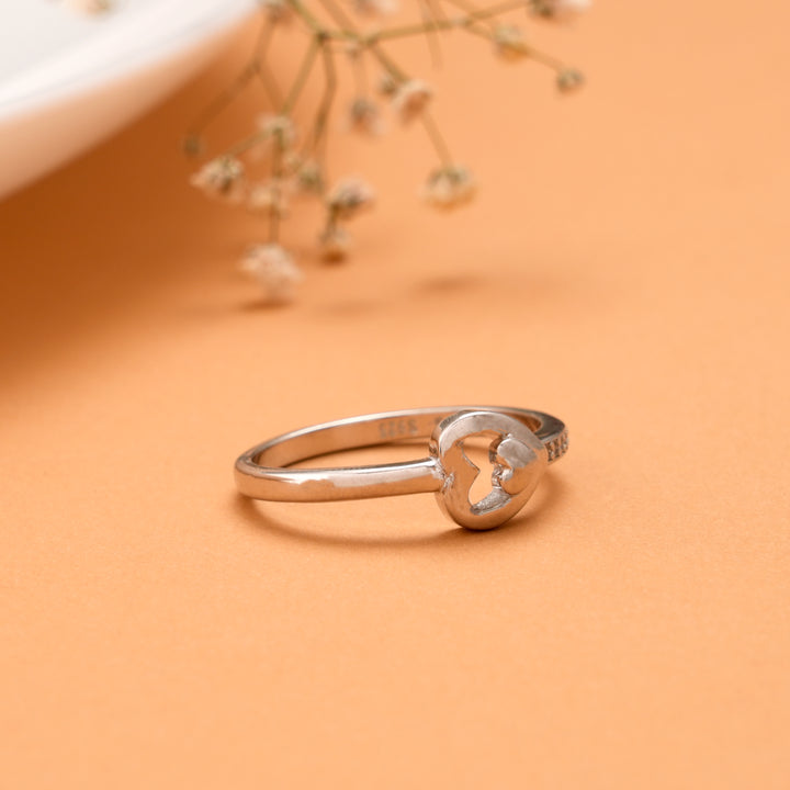 Lovely Dual Heart Silver Ring