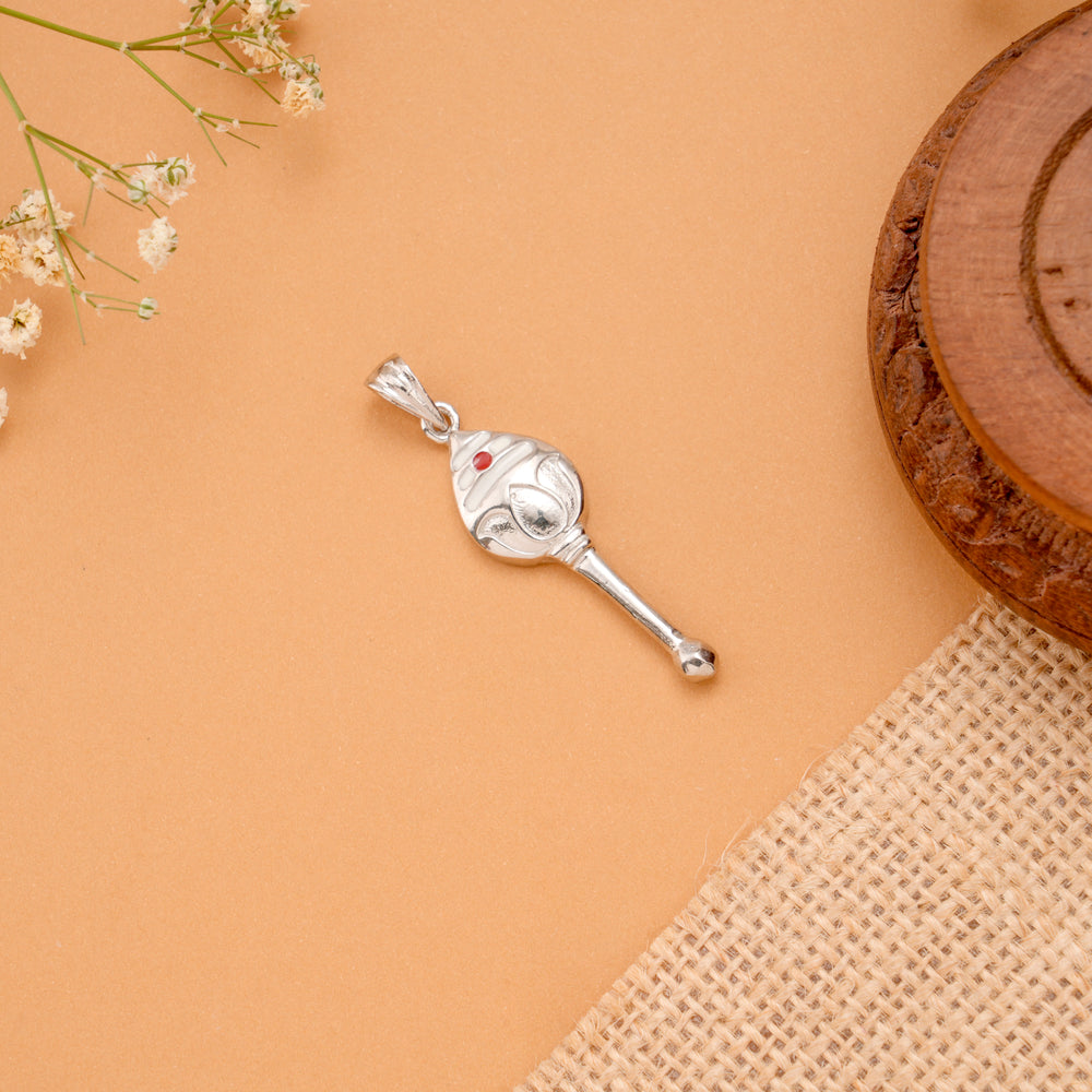 Holy Om Engraved Silver Vel Pendant