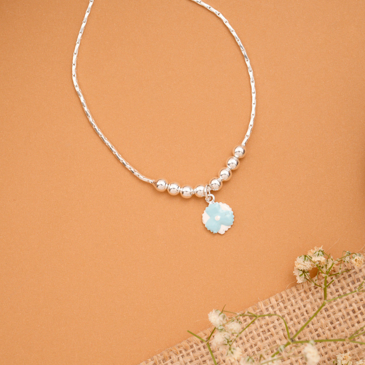 Silver Beaded Pull Chain Bracelet