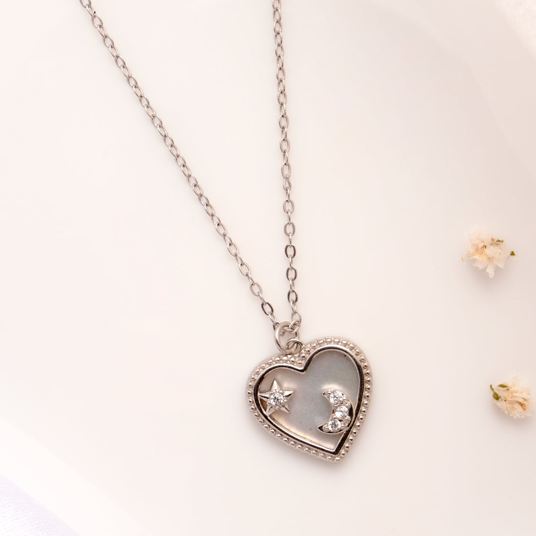 Heart and Star Shape Silver Chain