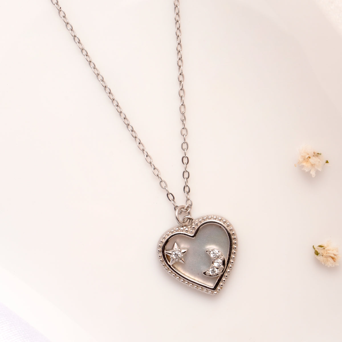 Heart and Star Shape Silver Chain