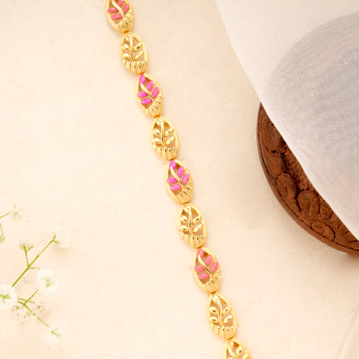 Leaf Petals Enamel Gold Plated Bracelet
