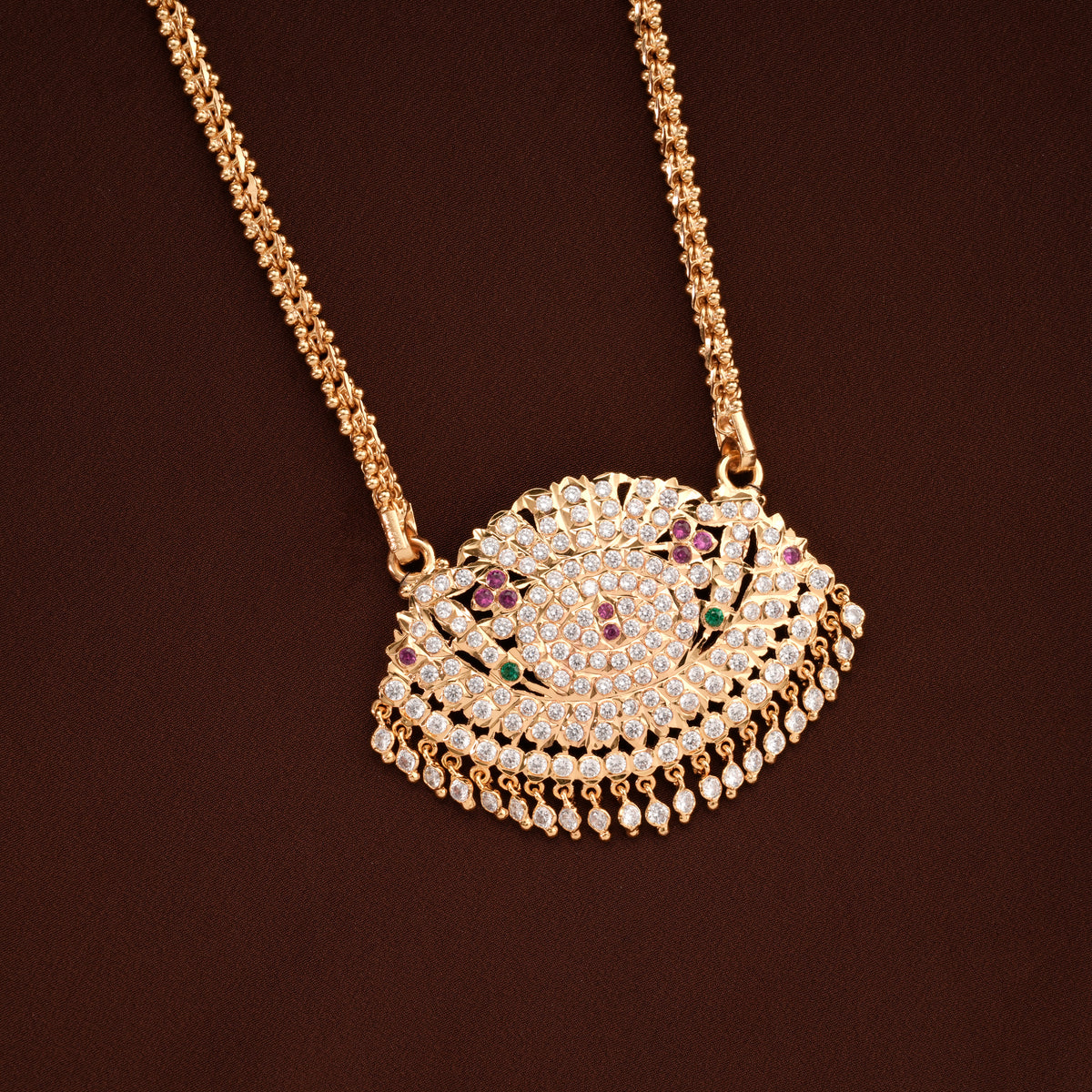 Mango Pendant White Stones Golden Chain