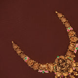 Traditional Gold Antique Lakshmi with Peacock Necklace