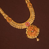 Temple Inspired Lakshmi with Meenakshi Amman Gold Necklace
