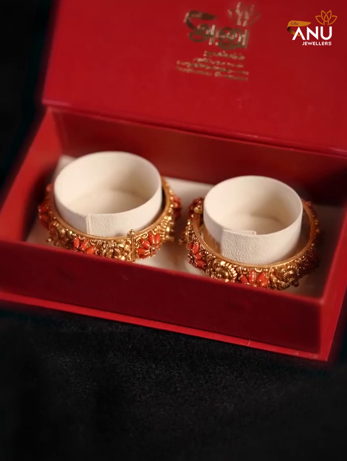 Traditional Gold With Coral Bangle