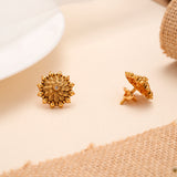 Golden Oxidised Antique Vintage Floral Stud