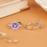 Vibrant Purple Flower Enamel Silver Fancy Metti