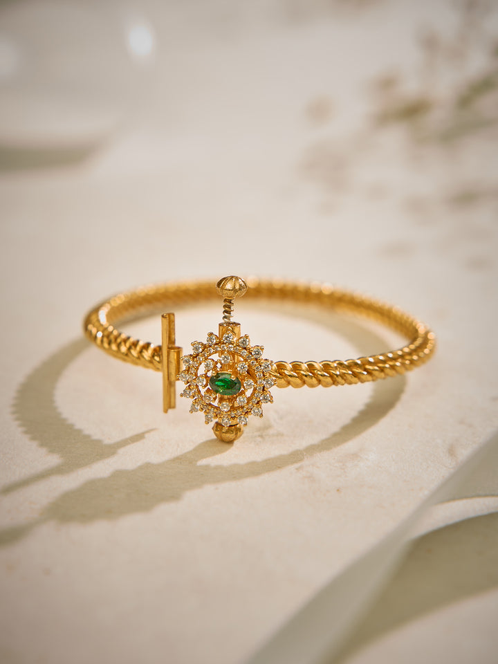 Emerald Flower Single Openable Bangle