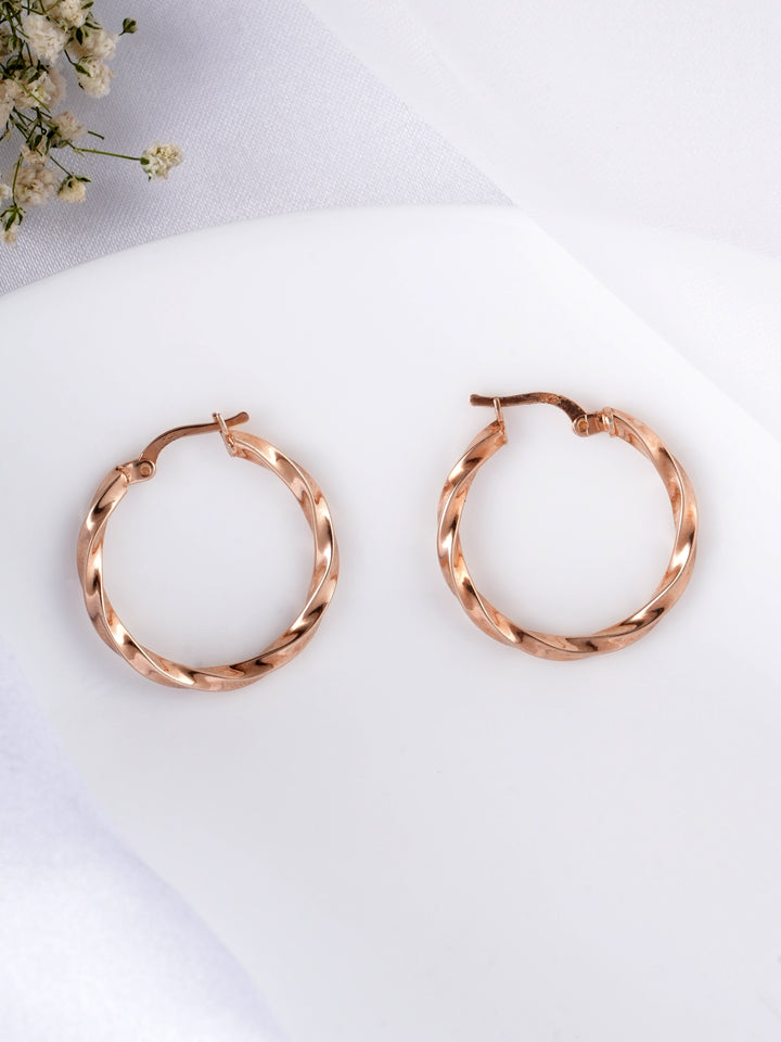 Eternal Twist Silver Rose Gold Hoops