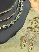 Green Cubic Crystal Necklace Set