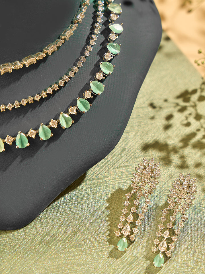 Green Cubic Crystal Necklace Set