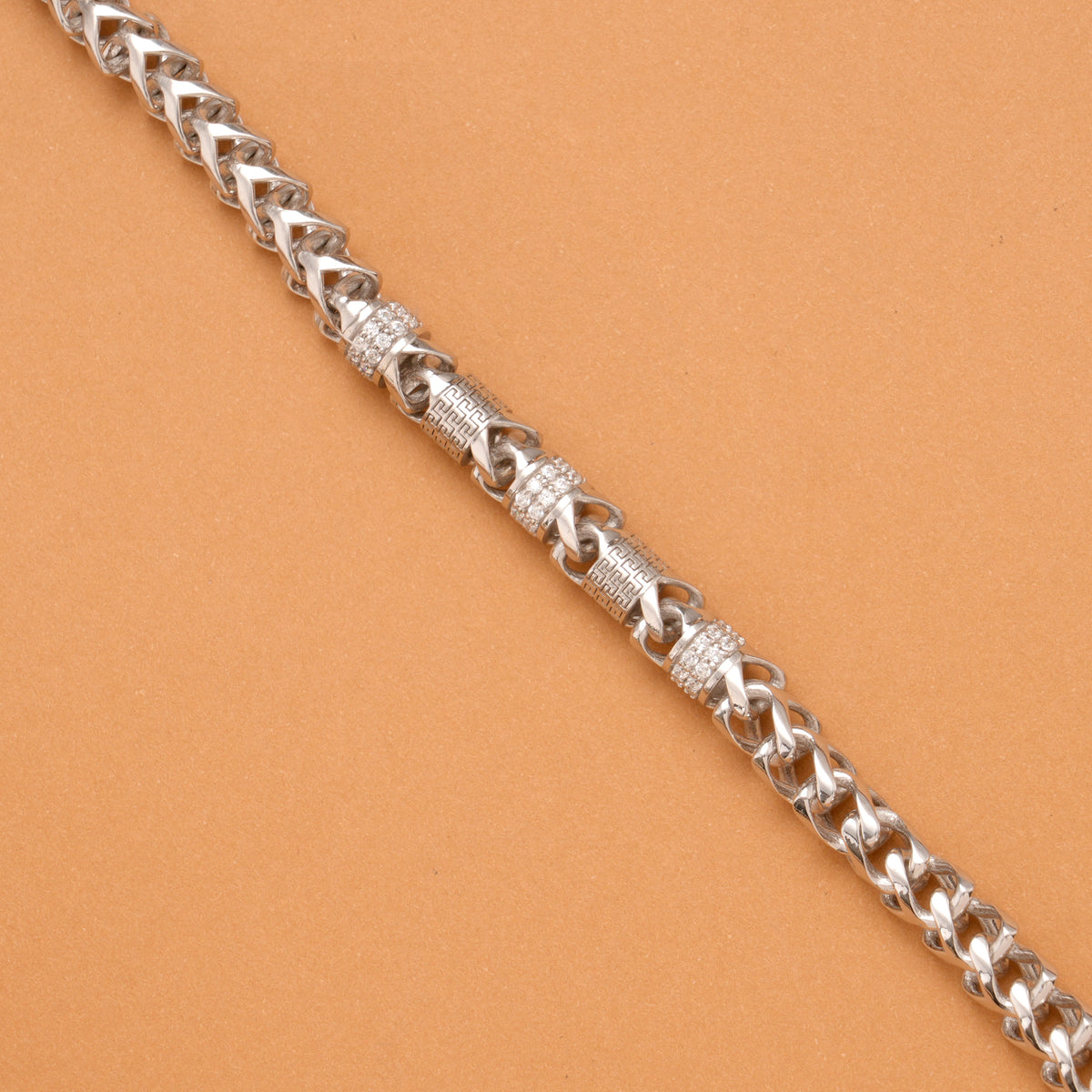 Men’s Curb Chain Link Silver Bracelet