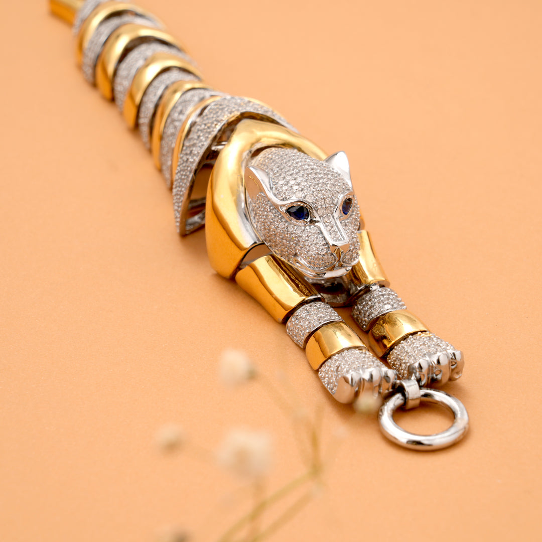 Trendy Jaguar Silver Gold Plated Bracelet