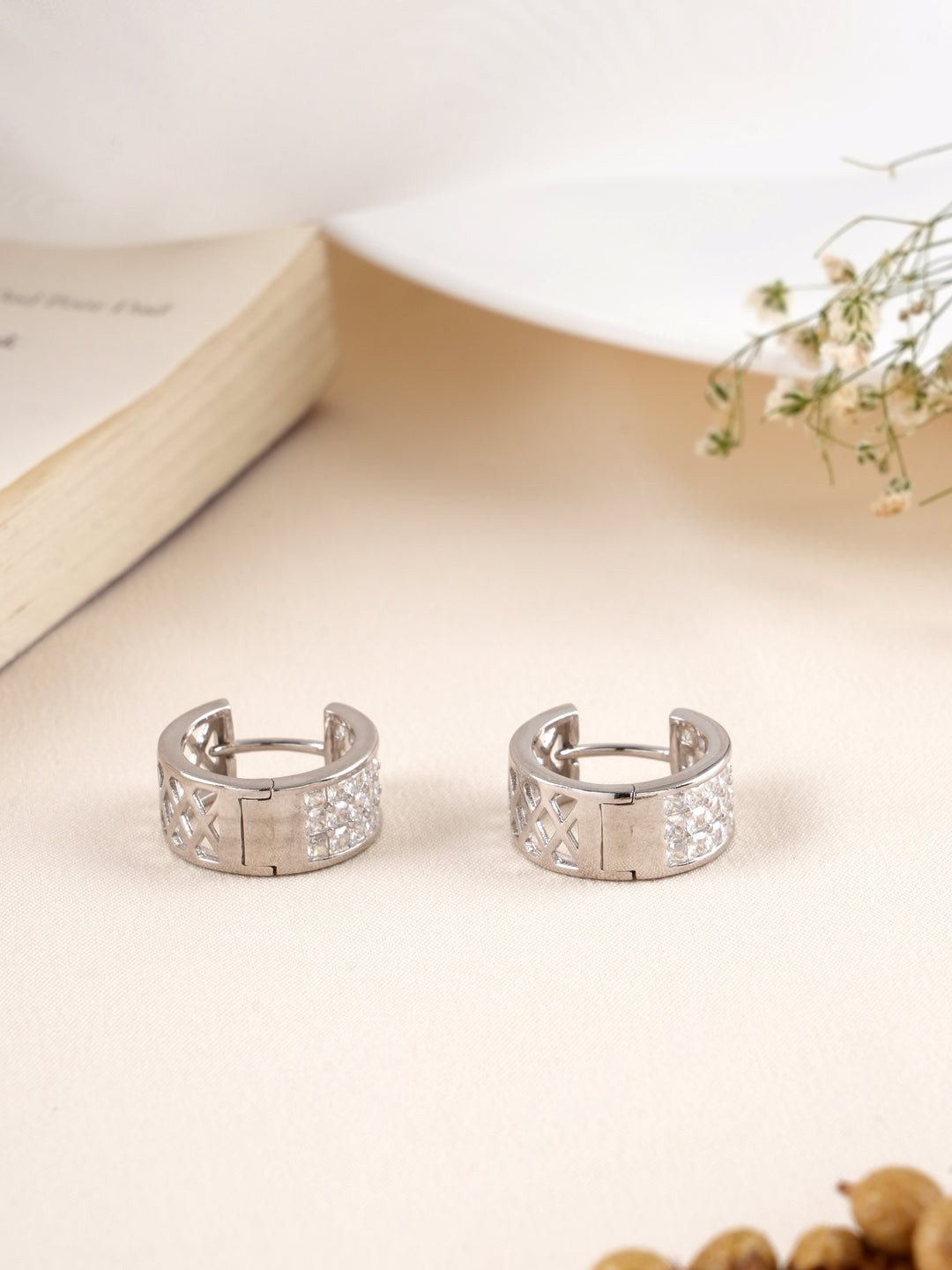 Shiny white stone bali  Earrings