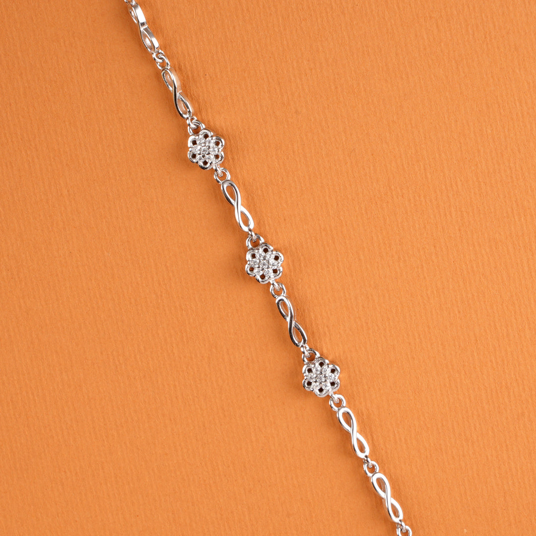 Radiant Floral Design Silver Bracelet