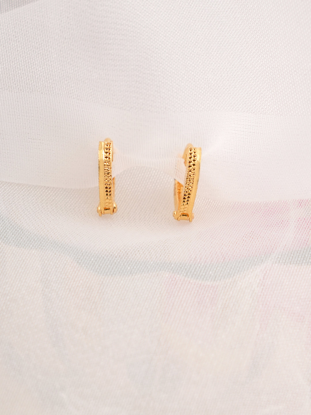 Traditional Hoop v Shape Gold Earrings
