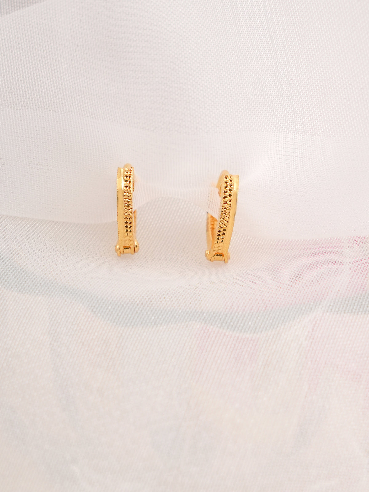 Traditional Hoop v Shape Gold Earrings