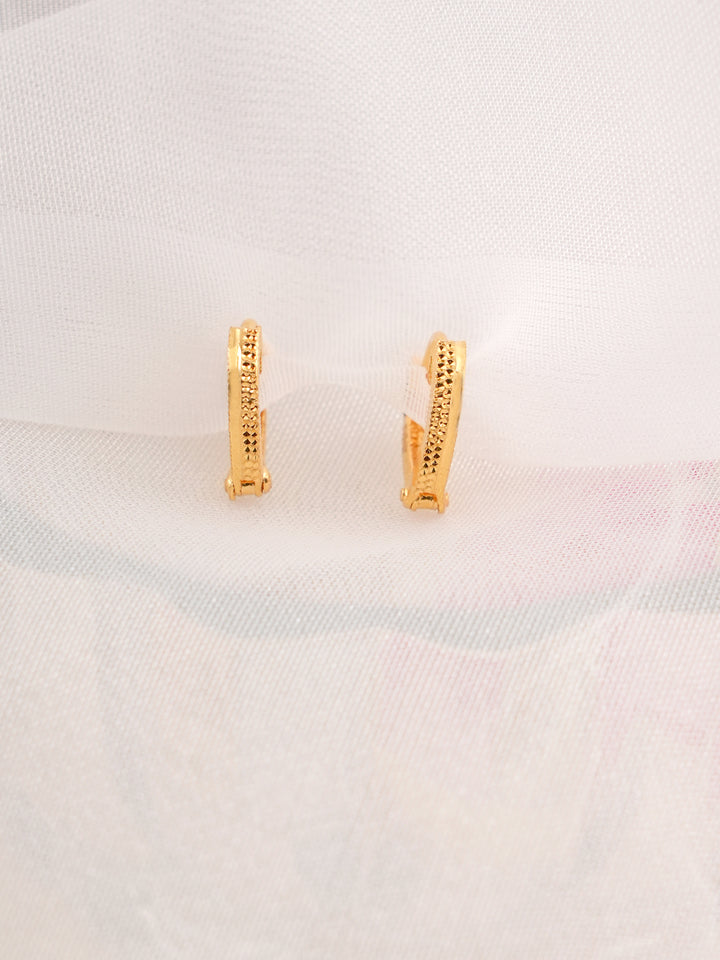 Traditional Hoop v Shape Gold Earrings