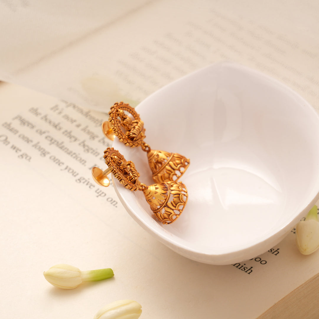 Traditional Lakshmi Nagas Golden Jhumkas