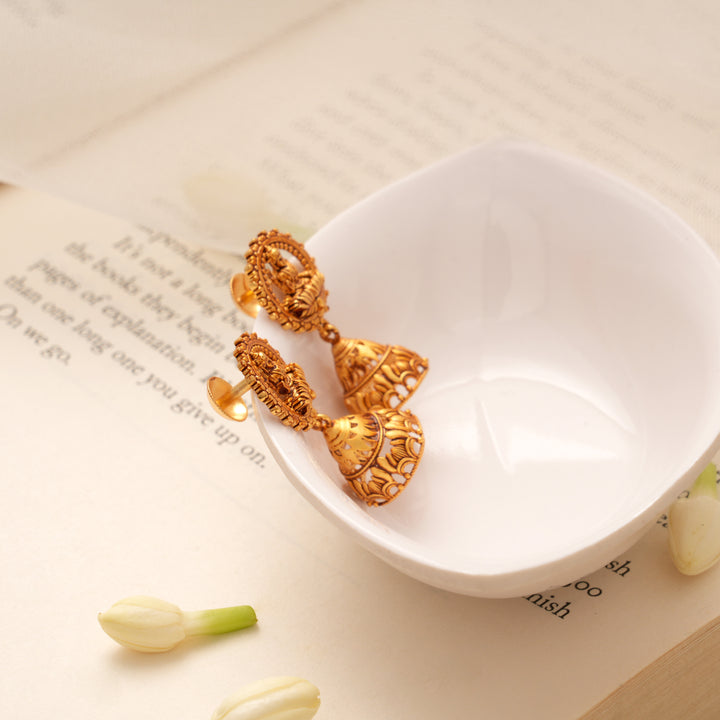 Traditional Lakshmi Nagas Golden Jhumkas