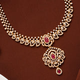 Blossom Ruby Pendant Swarovski Gold Necklace