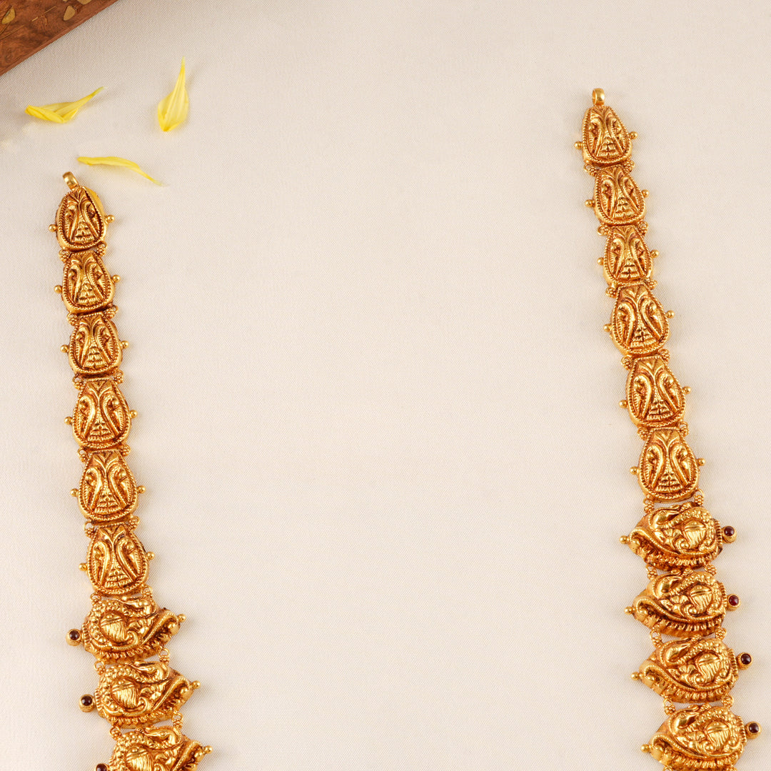 Traditional Lakshmi Ruby Beads Gold Haram