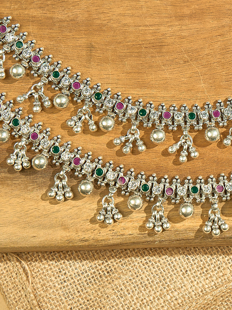 Vintage Emerald & Ruby Charm Anklets