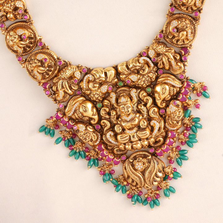 Green and Pink Beads Lakshmi Haram