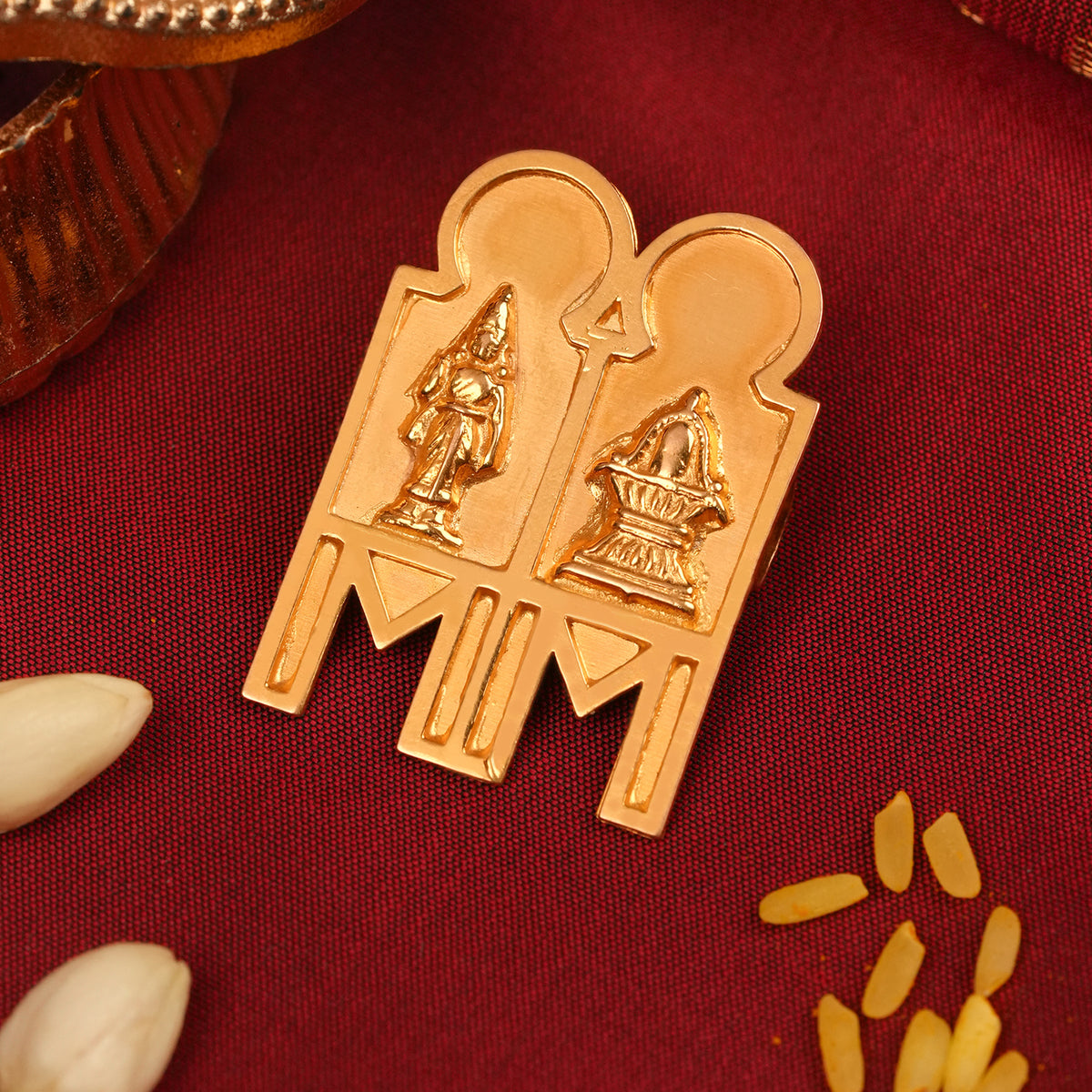 Gold Thali Pendant with Deity and Lingam Motif