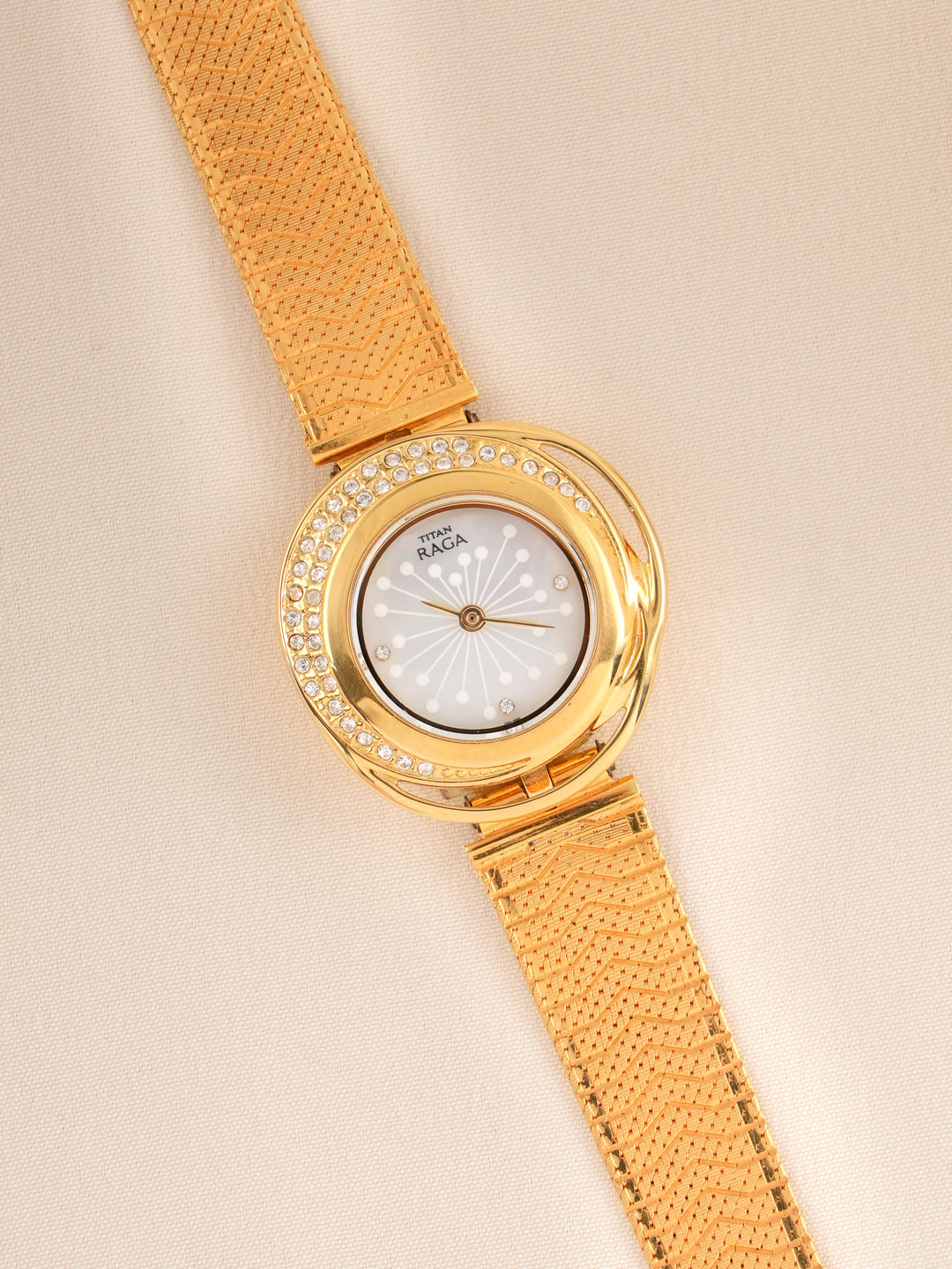 Trendy White Stone 'Titan Raga' Gold Watch