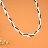 Dual Tone Black Silver Braided Chain