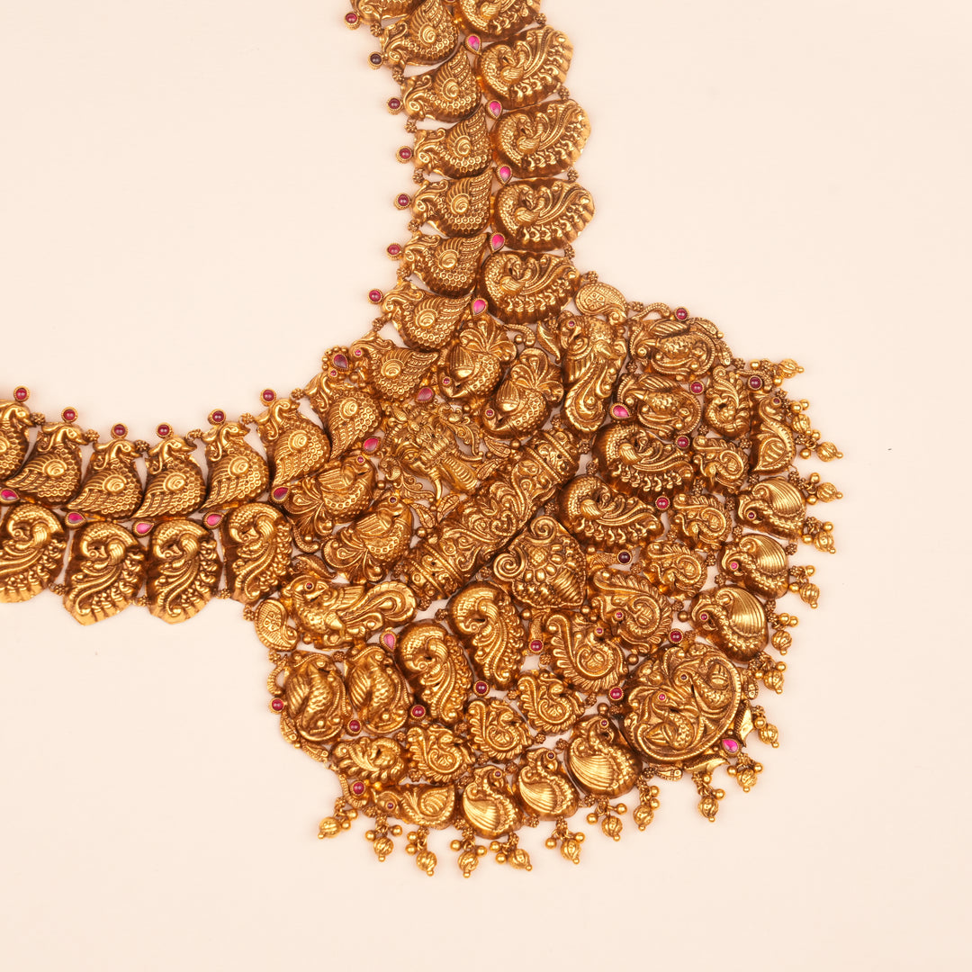 Antique Peacock Lakshmi Design Gold Necklace