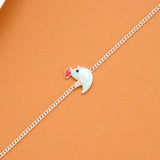 Blue Bird Charm Enamel Silver Baby Bracelet