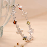 Royal Multi Stone Silver Bangle